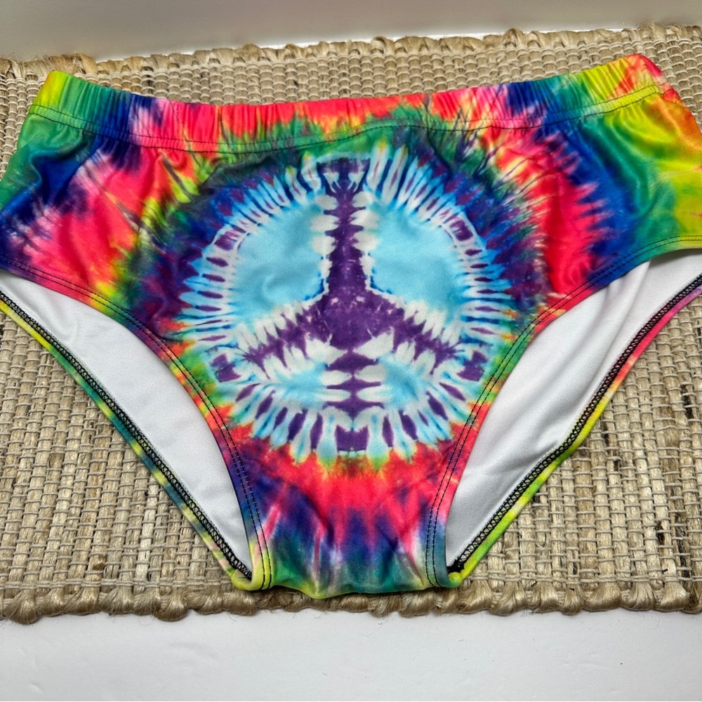 Tie-Dye Peace Sign Swim Bottoms New without Tags Size XXL